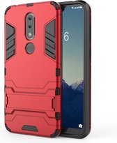 Shockproof PC + TPU Case voor Nokia X6, met houder (rood)