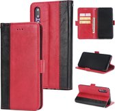 Voor Huawei P20 Pro Retro Texture Contrast Kleur Splicing Horizontaal Flip TPU + PU lederen tas met kaartsleuven & houder & portemonnee (rood)