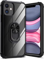 iPhone 11 hoesje acryl transparant + metalen ringstandaard