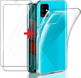Huawei P Smart 2020 Hoesje Transparant TPU Siliconen Soft Case + 2X Tempered Glass Screenprotector