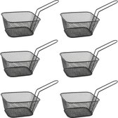 6x frites noires / paniers de service snack / paniers frites 14 cm - Décoration de table - Frites de service / snack dans un panier