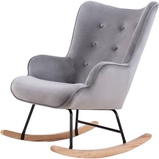 Fauteuil Rocking - Grijs - Schommel stoel - 92 x 100 x 68 - Velvet | bol.com