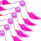 Nobleza roze bal - Met belletje - Met veertjes - Set van 6 stuks - Interactief speelgoed