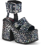 Demonia Sandaal met enkelband -40 Shoes- CAMEL-102 US 10 Zwart/Zilverkleurig
