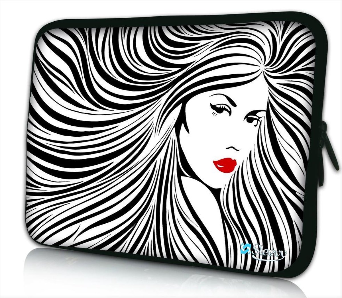 Sleevy 14 laptophoes artistieke vrouw in zwart wit - laptop sleeve - Sleevy collectie 300+ designs