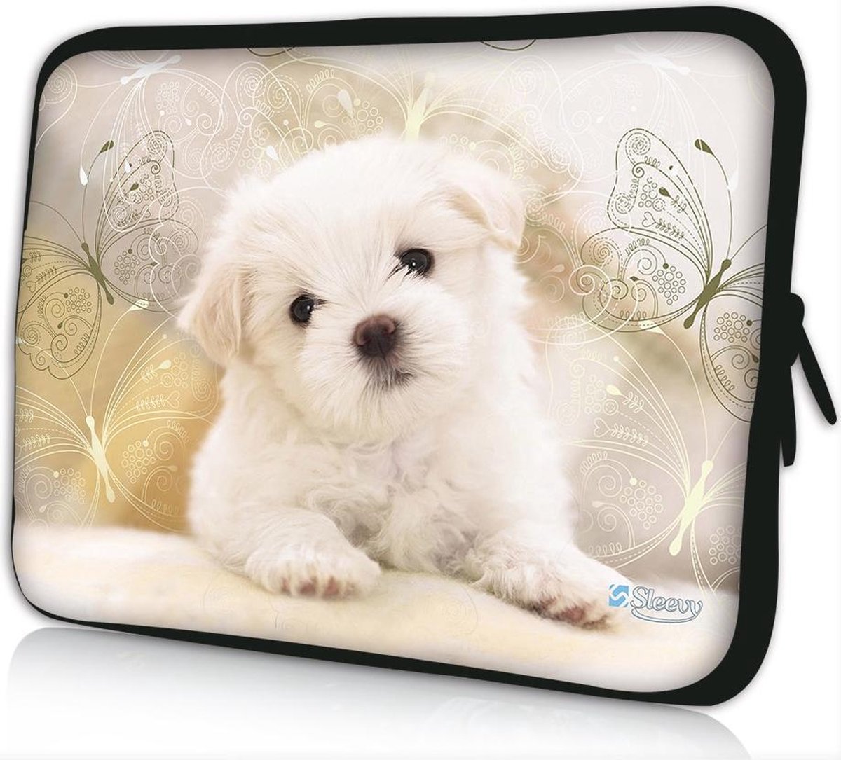 Sleevy 14 laptophoes witte puppy - laptop sleeve - laptopcover - Alle inch-maten & keuze uit 250+ designs! Sleevy