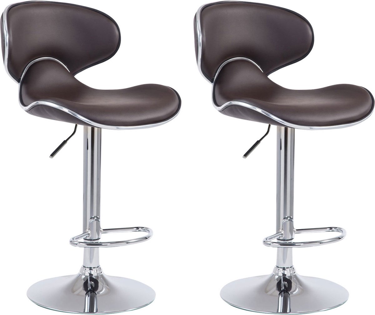 Lot De 2 Housses Tabouret Rond Bar - Cuir Artificiel à Carreaux Élégant, Anti-Glisse, Diamètre 35 Cm, Café Foncé Chic