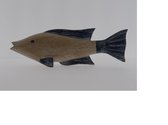 Houten vis liggend natural/donkerblauw 33 cm