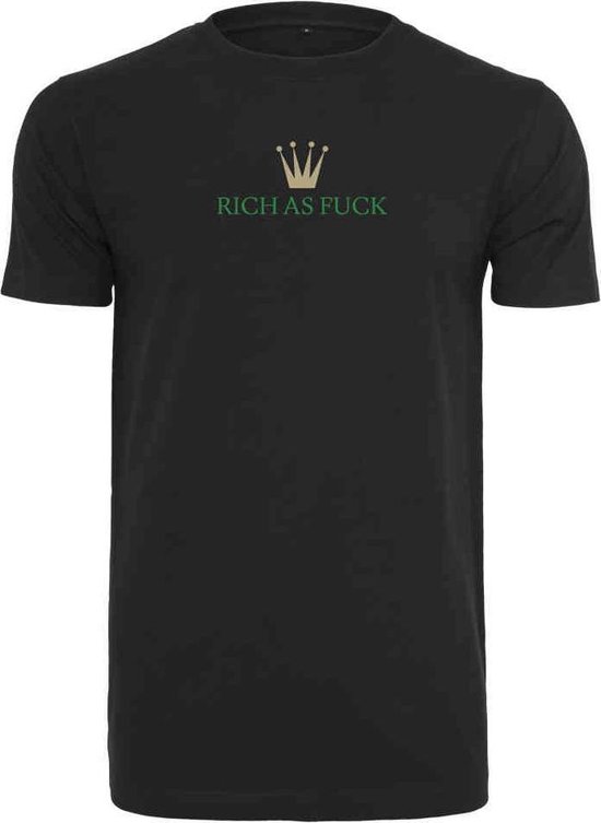 Urban Classics - Rich As Fuck Heren T-shirt - S - Zwart