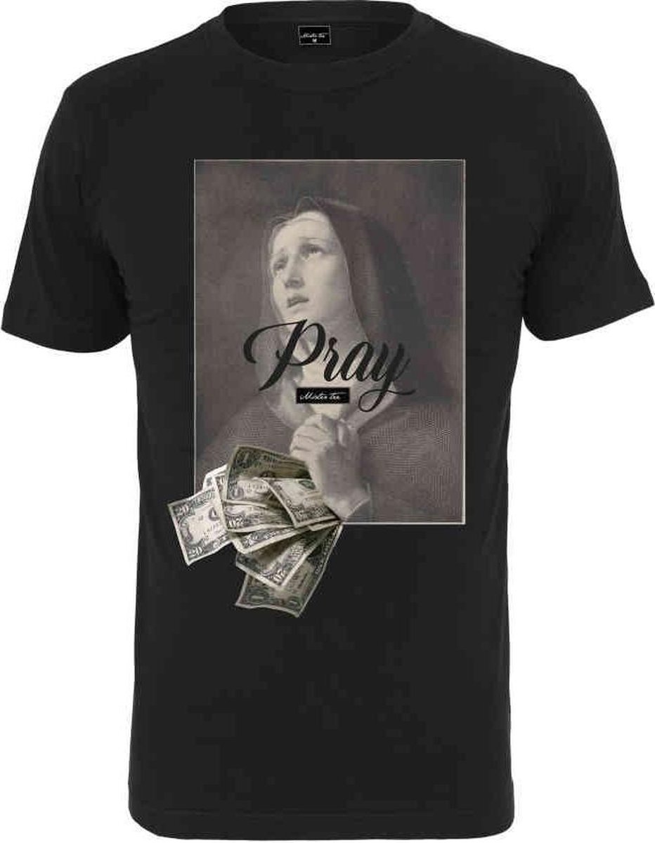 Mister Tee Heren Tshirt -S- Mister Tee Pray Dollar Zwart
