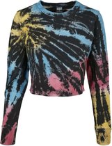 Urban Classics Crop Sweater/Trui -XL- Tie Dye Crew Zwart/Multicolours