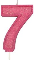 Sparkle Pink Numeral Candle 7