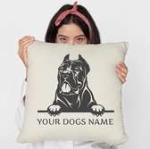 Sierkussen - Cane Corso Pillow With Your Name - Wit - 45 Cm X 45 Cm