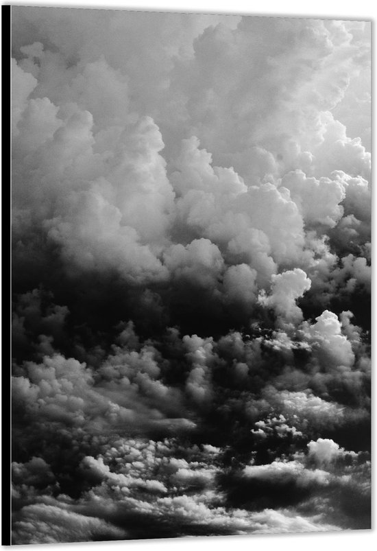 Dibond –Zwart/Witte Wolken– 80x120cm Foto op Aluminium (Met Ophangsysteem)