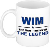 Naam cadeau Wim - The man, The myth the legend koffie mok / beker 300 ml - naam/namen mokken - Cadeau voor o.a  verjaardag/ vaderdag/ pensioen/ geslaagd/ bedankt