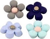 Magneet Voorjaarsbloemen (Neodymium) Donkerblauw, babyblauw, mint en grijs. Magneetjes als koelkastmagneet of magneten voor op magneetbord.