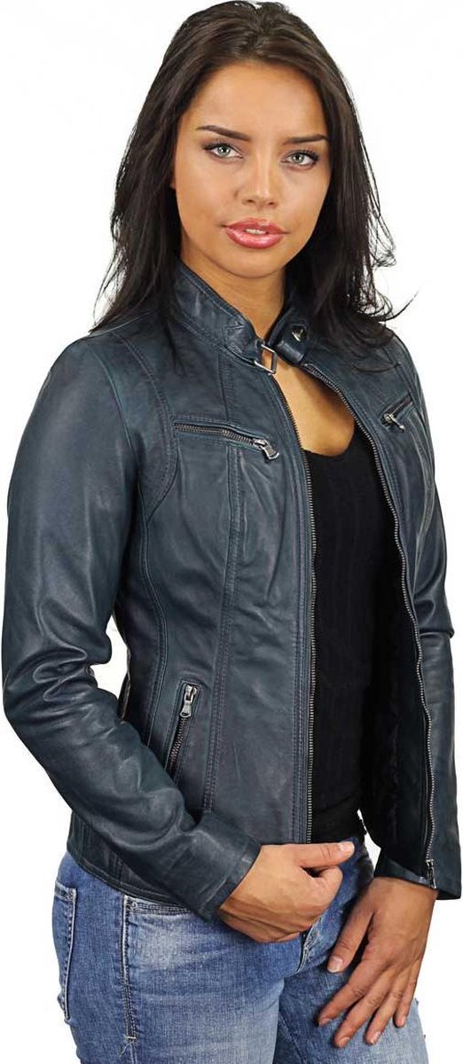 Versano Tulsa Leren Dames Bikerjack Dames Jas S - Blauw