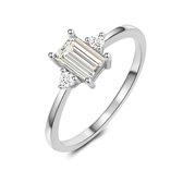 Twice As Nice Ring in zilver, baguette zircon, 2 petits zircons  56