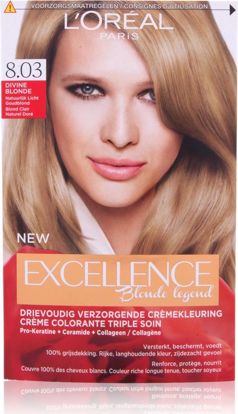 buffet puree Langskomen L'Oréal Paris Excellence Crème Blond legend 8.03- Licht goudblond - Haarverf  | bol.com