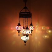 Turkse Lamp -  Hanglamp - Mozaïek Lamp - Marokkaanse Lamp - Oosters Lamp - Authentiek - Handgemaakt- Kroonluchter-Multi Kleur - 5 bollen