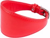 Collar Glamour - Brede leren halsband - Rood - Maat XS