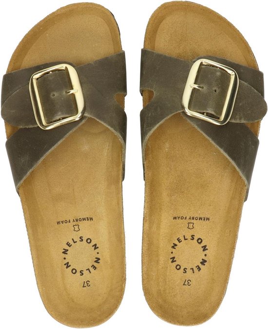 Nelson dames slipper - Kaki - Maat 37 | bol.com