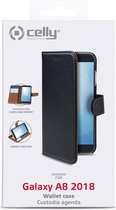 Celly - Samsung Galaxy A8 - (2018) Wally Bookcase Black - Openklap Hoesje Samsung Galaxy A8 - Samsung Case Black