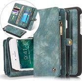 CASEME iPhone 7 Plus / 8 Plus Vintage Lederen Portemonnee Hoesje - met backcover (Groen)