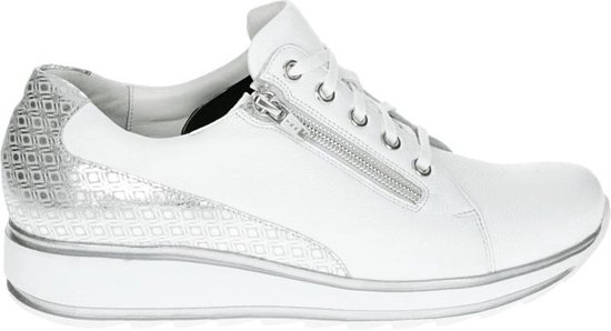Durea 6221 G - Dames Lage sneakers - Kleur: Wit/beige - Maat: 43 | bol.com
