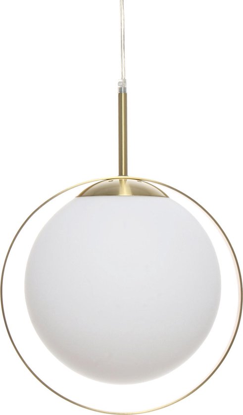 biografie Vakantie Beven Bollamp Wit glas met gouden ring moderne hanglamp 25x25CM | bol.com