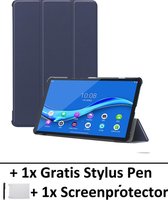 Lederen Beschermhoes - Geschikt voor Lenovo Tab M10 Plus 10.3 Inch - Donkerblauw