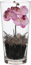 Roze Orchidee/Phalaenopsis kunstplant 30 cm voor binnen - Kunstplanten/nepplanten/binnenplanten
