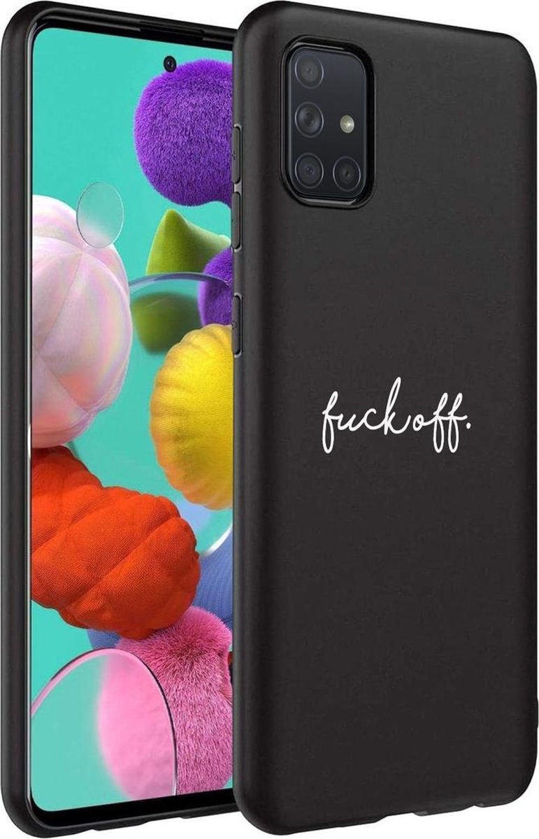 iMoshion Hoesje Geschikt voor Samsung Galaxy A71 Hoesje Siliconen - iMoshion Design hoesje - Zwart / Fuck Off