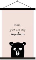 Cadeau pour la Fête des Mères - Citation maman tu es mon super-héros - affiche scolaire super héros rose clair en textielposter 60x90 cm - Tirage photo sur affiche textielposter (décoration murale salon / chambre)