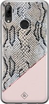 Huawei P Smart 2019 hoesje siliconen - Snake print | Huawei P Smart (2019) case | Roze | TPU backcover transparant