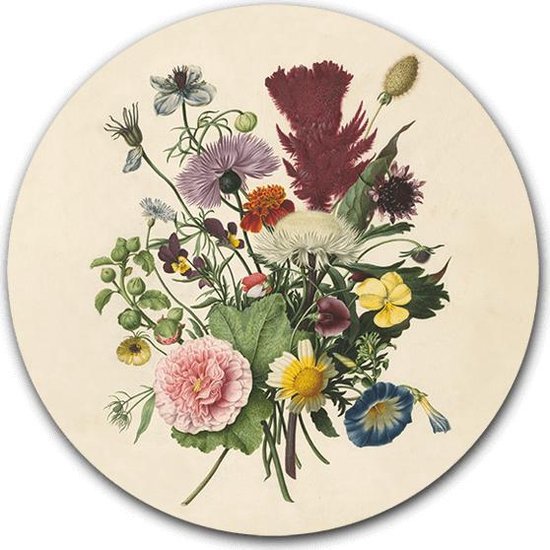 Ronde muursticker Boeket Bloemen - WallCatcher | Meesterwerk | 40 cm behangsticker kunstwerk