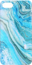 Shop4 - iPhone SE (2020) Hoesje - Zachte Back Case Marmer Licht Blauw