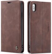 CaseMe - Hoesje geschikt voor iPhone XS Max - Wallet Book Case - Magneetsluiting - Donker Bruin