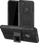 Samsung Galaxy M21 Hoesje - Rugged Kickstand - Zwart