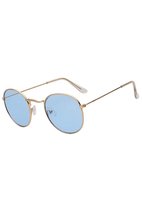 KIMU ronde bril blauwe glazen round metal - goud rond retro vintage