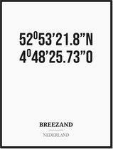 Poster/kaart BREEZAND met coördinaten