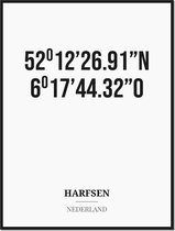 Poster/kaart HARFSEN met coördinaten