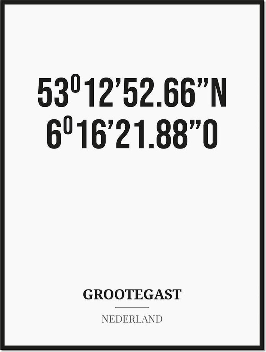 Poster/kaart GROOTEGAST met coördinaten