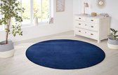 Rond effen vloerkleed Nasty - donkerblauw 200 cm rond