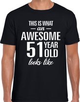 Awesome 51 year - geweldig 51 jaar cadeau t-shirt zwart heren -  Verjaardag cadeau XL