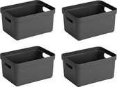 4x boîtes de rangement / boîtes de rangement / paniers de rangement en plastique gris anthracite - 5 litres - paniers de rangement / boîtes / plateaux - rangement