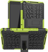 Voor Huawei MediaPad M5 Lite 8 Tire Texture TPU + PC schokbestendig hoesje met houder (groen)