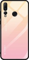 Voor Huawei Nova 4 Gradient Color Glass Case (Geel)