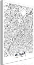 Schilderijen Op Canvas - Schilderij - Map of Brussels (1 Part) Vertical 80x120 - Artgeist Schilderij