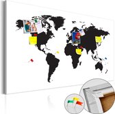 Schilderijen Op Canvas - Afbeelding op kurk - World Map: Black & White Elegance [Cork Map] 120x80 - Artgeist Schilderij